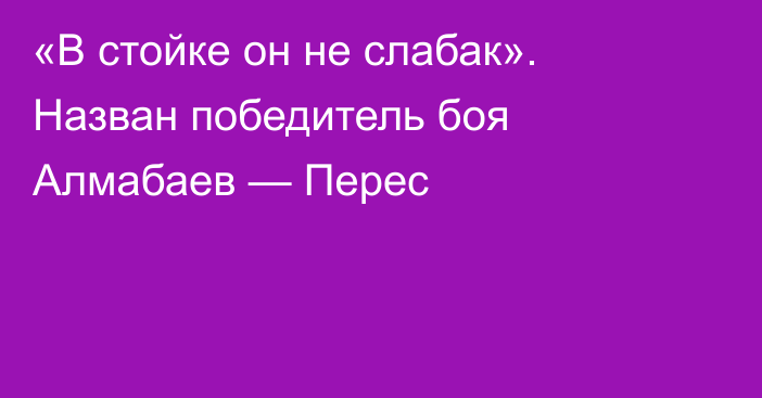 «В стойке он не слабак». Назван победитель боя Алмабаев — Перес