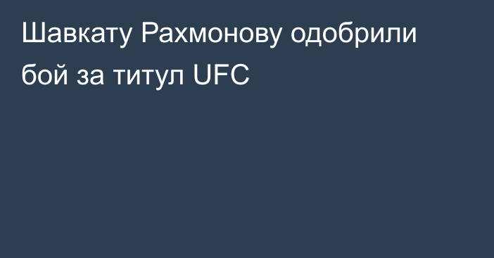 Шавкату Рахмонову одобрили бой за титул UFC