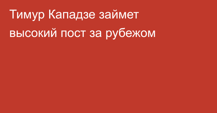 Тимур Кападзе займет высокий пост за рубежом