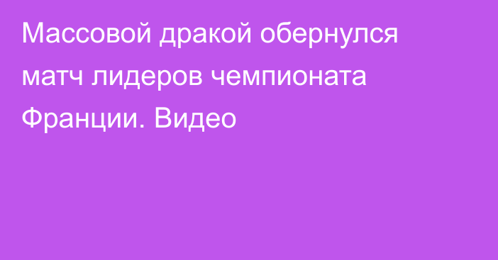 Массовой дракой обернулся матч лидеров чемпионата Франции. Видео