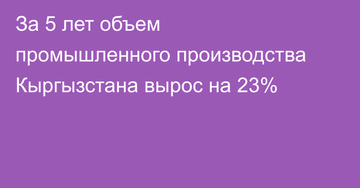 За 5 лет объем промышленного производства Кыргызстана вырос на 23%