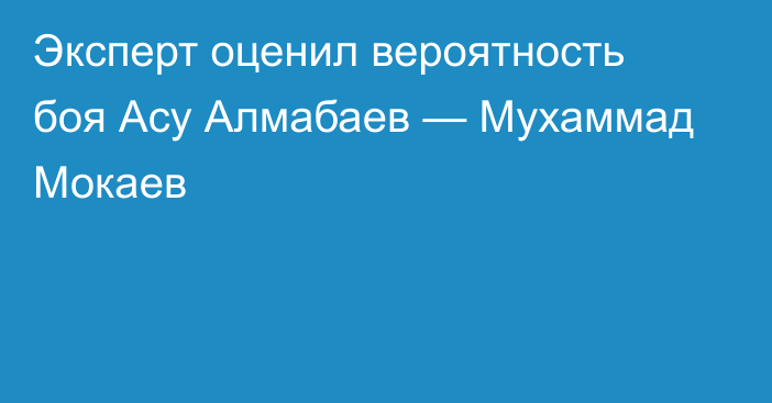 Эксперт оценил вероятность боя Асу Алмабаев — Мухаммад Мокаев
