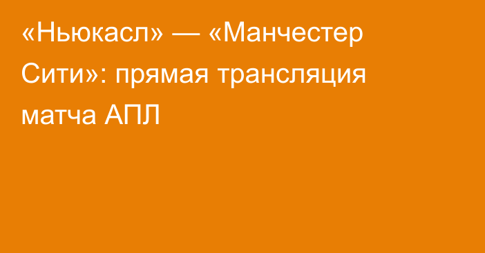 «Ньюкасл» — «Манчестер Сити»: прямая трансляция матча АПЛ