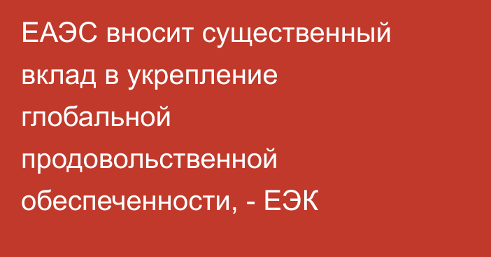 ЕАЭС вносит существенный вклад в укрепление глобальной продовольственной обеспеченности, - ЕЭК