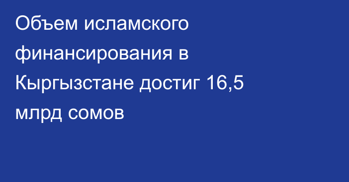 Объем исламского финансирования в Кыргызстане достиг 16,5 млрд сомов