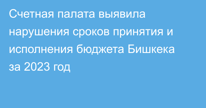Счетная палата выявила нарушения сроков принятия и исполнения бюджета Бишкека за 2023 год