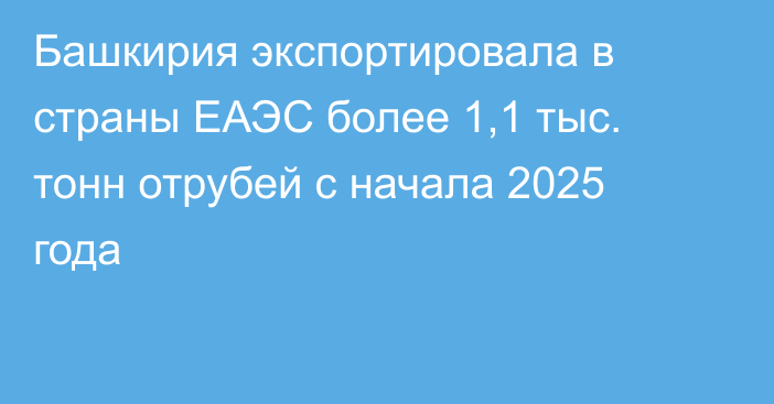 Башкирия экспортировала в страны ЕАЭС более 1,1 тыс. тонн отрубей с начала 2025 года