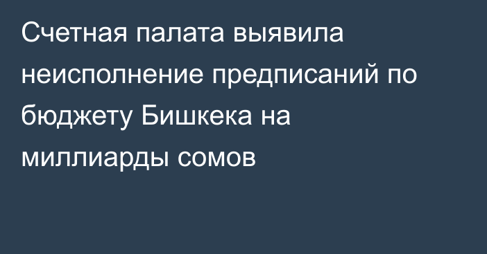 Счетная палата выявила неисполнение предписаний по бюджету Бишкека на миллиарды сомов