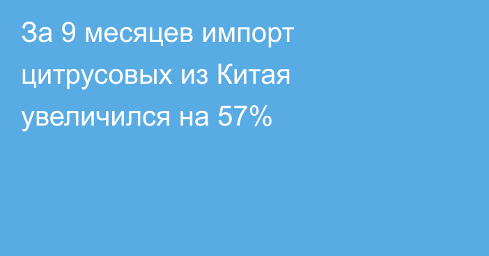 За 9 месяцев импорт цитрусовых из Китая увеличился на 57% 