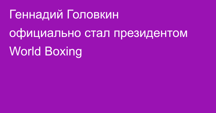 Геннадий Головкин официально стал президентом World Boxing