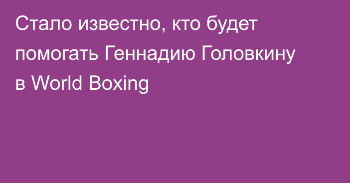 Стало известно, кто будет помогать Геннадию Головкину в World Boxing