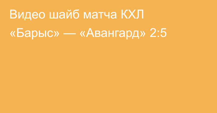 Видео шайб матча КХЛ «Барыс» — «Авангард» 2:5