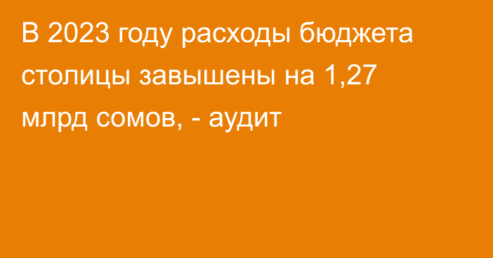 В 2023 году расходы бюджета столицы завышены на 1,27 млрд сомов, - аудит