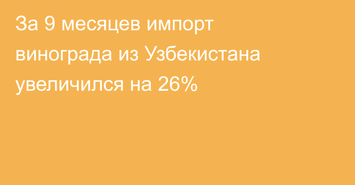 За 9 месяцев импорт винограда из Узбекистана увеличился на 26% 