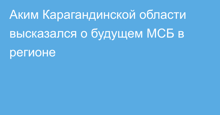Аким Карагандинской области высказался о будущем МСБ в регионе