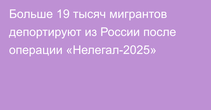 Больше 19 тысяч мигрантов депортируют из России после операции «Нелегал-2025»