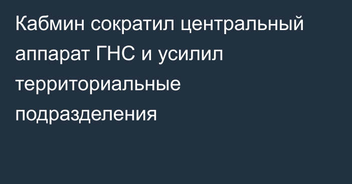 Кабмин сократил центральный аппарат ГНС и усилил территориальные подразделения