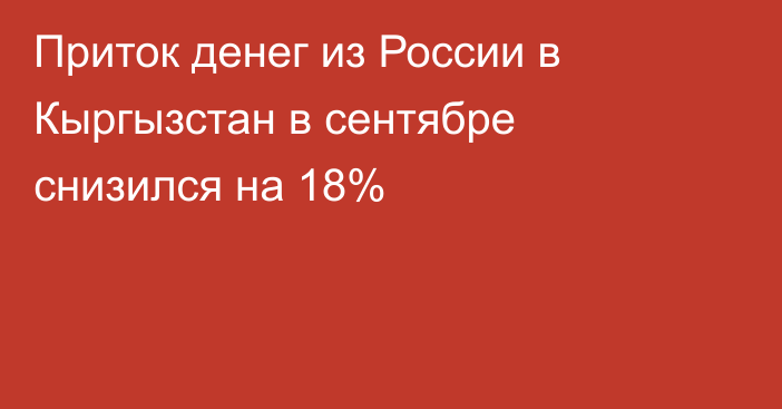 Приток денег из России в Кыргызстан в сентябре снизился на 18%