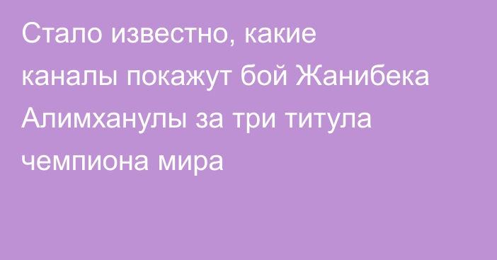 Стало известно, какие каналы покажут бой Жанибека Алимханулы за три титула чемпиона мира