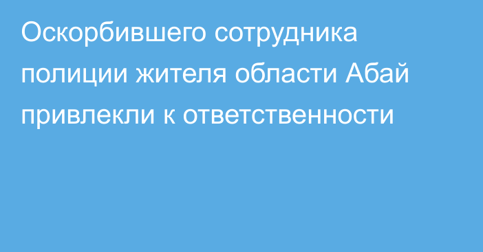 Оскорбившего сотрудника полиции жителя области Абай привлекли к ответственности