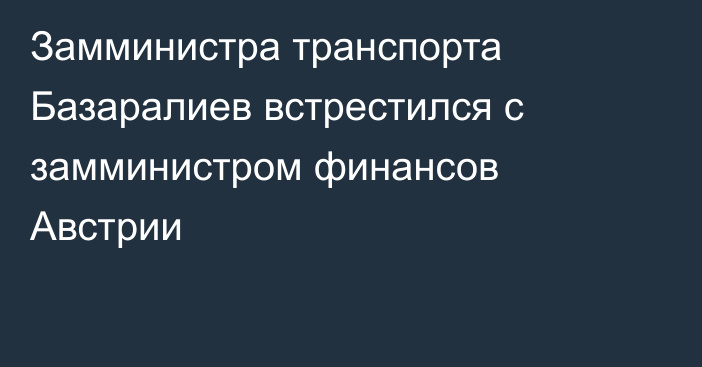 Замминистра транспорта Базаралиев встрестился с замминистром финансов Австрии 