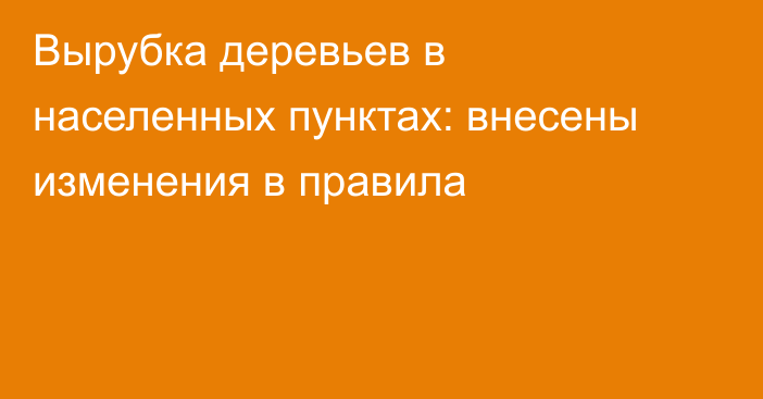 Вырубка деревьев в населенных пунктах: внесены изменения в правила