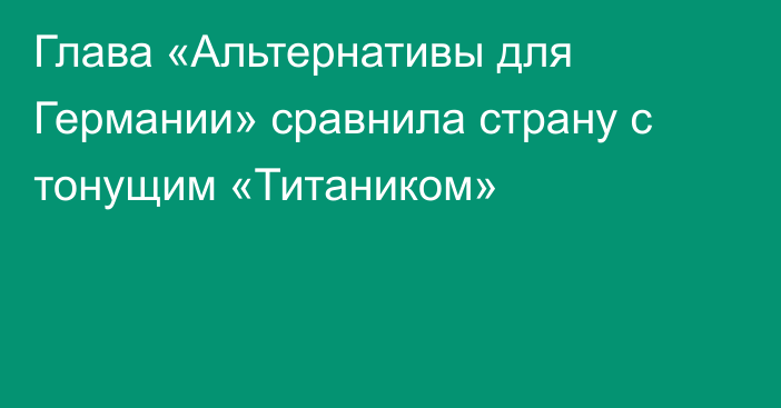 Глава «Альтернативы для Германии» сравнила страну с тонущим «Титаником»