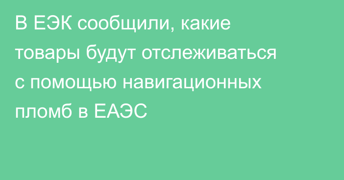 В ЕЭК сообщили, какие товары будут отслеживаться с помощью навигационных пломб в ЕАЭС