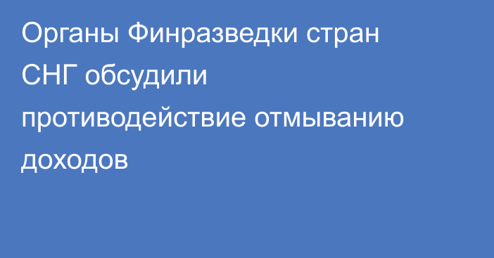 Органы Финразведки стран СНГ обсудили противодействие отмыванию доходов