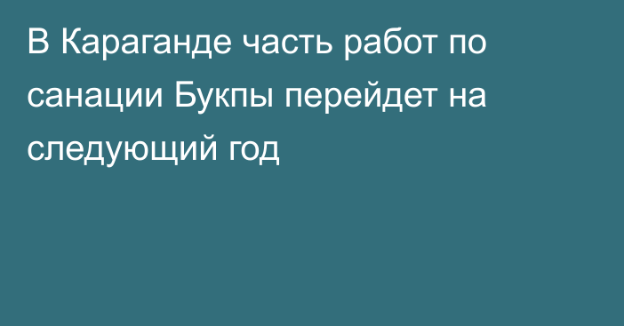 В Караганде часть работ по санации Букпы перейдет на следующий год