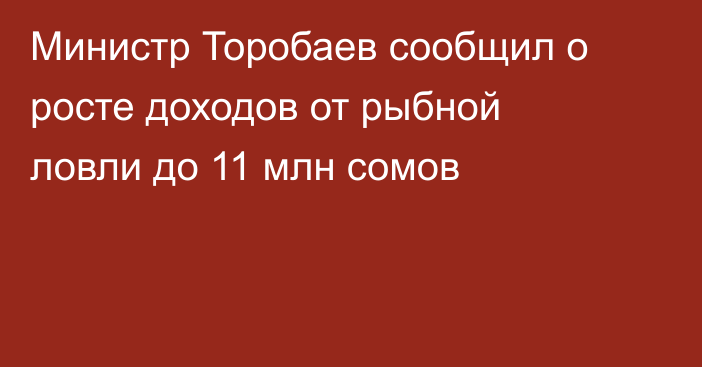 Министр Торобаев сообщил о росте доходов от рыбной ловли до 11 млн сомов