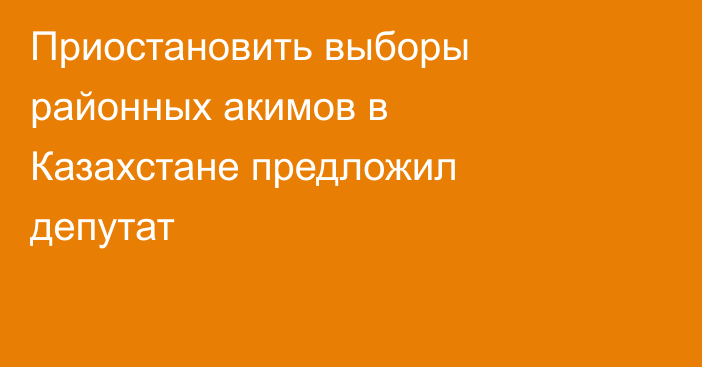 Приостановить выборы районных акимов в Казахстане предложил депутат