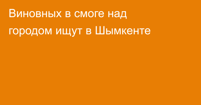 Виновных в смоге над городом ищут в Шымкенте