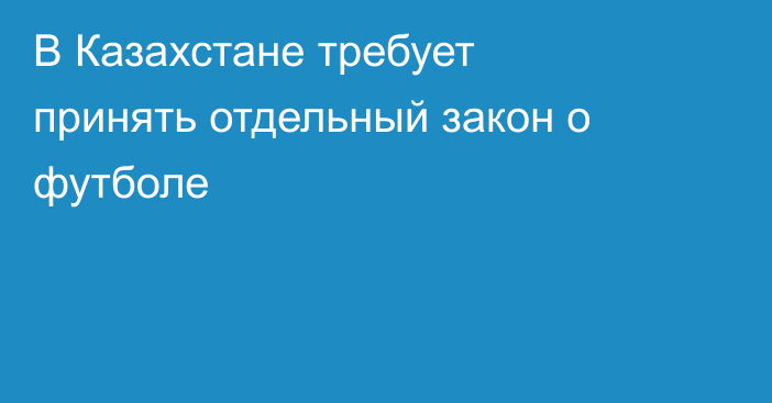 В Казахстане требует принять отдельный закон о футболе