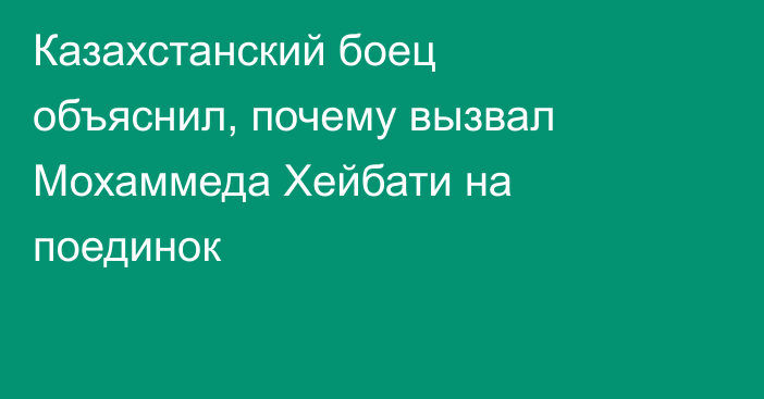 Казахстанский боец объяснил, почему вызвал Мохаммеда Хейбати на поединок