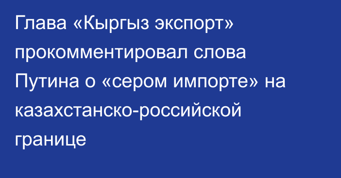 Глава «Кыргыз экспорт» прокомментировал слова Путина о «сером импорте» на казахстанско-российской границе