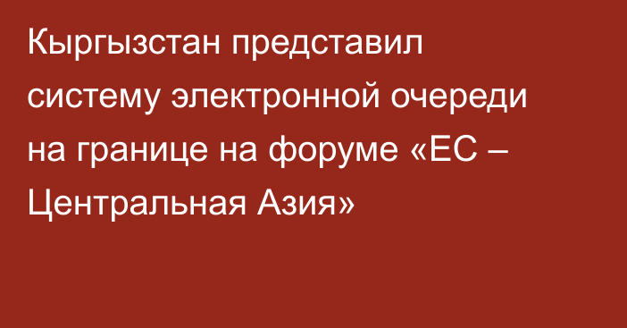 Кыргызстан представил систему электронной очереди на границе на форуме «ЕС – Центральная Азия»