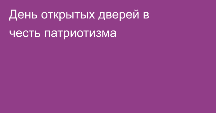 День открытых дверей в честь патриотизма
