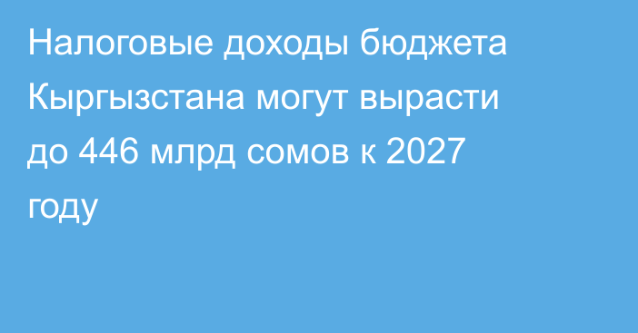 Налоговые доходы бюджета Кыргызстана могут вырасти до 446 млрд сомов к 2027 году