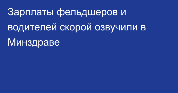 Зарплаты фельдшеров и водителей скорой озвучили в Минздраве