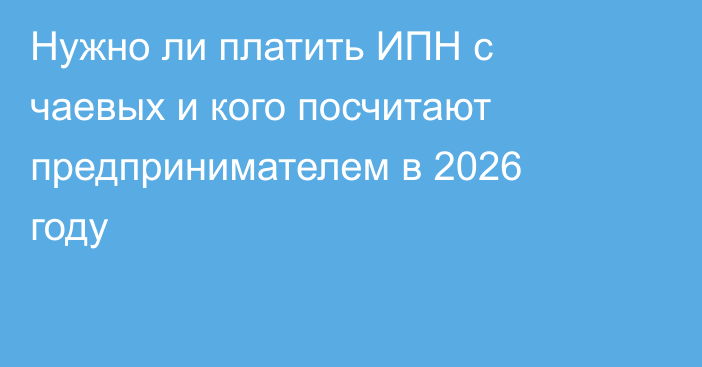 Нужно ли платить ИПН с чаевых и кого посчитают предпринимателем в 2026 году