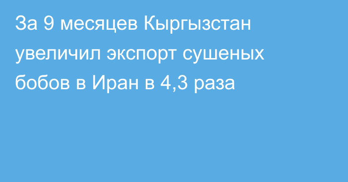 За 9 месяцев Кыргызстан увеличил экспорт сушеных бобов в Иран в 4,3 раза