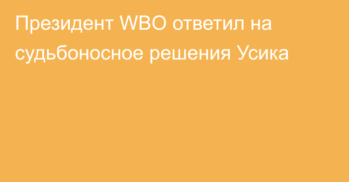 Президент WBO ответил на судьбоносное решения Усика