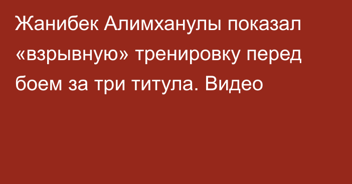 Жанибек Алимханулы показал «взрывную» тренировку перед боем за три титула. Видео