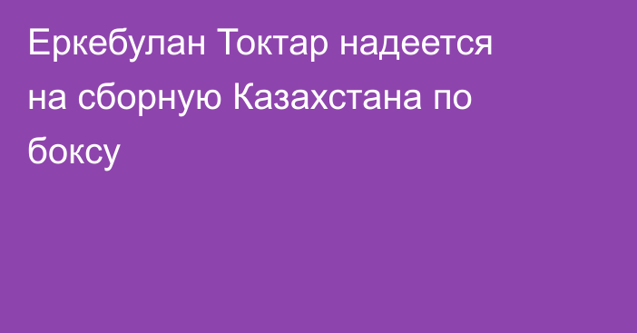 Еркебулан Токтар надеется на сборную Казахстана по боксу