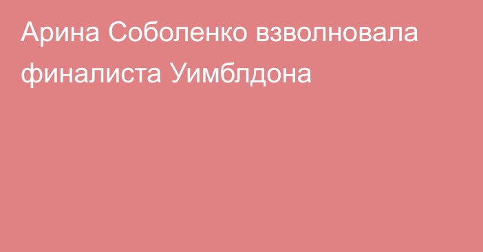Арина Соболенко взволновала финалиста Уимблдона