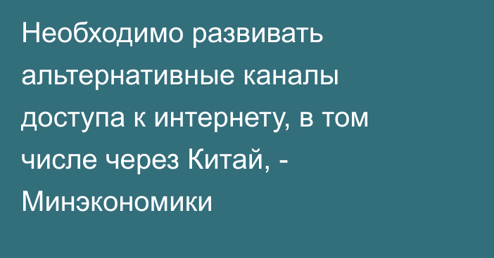 Необходимо развивать альтернативные каналы доступа к интернету, в том числе через Китай, - Минэкономики