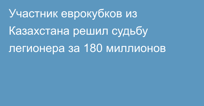 Участник еврокубков из Казахстана решил судьбу легионера за 180 миллионов