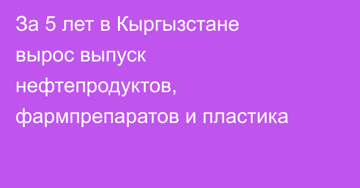 За 5 лет в Кыргызстане вырос выпуск нефтепродуктов, фармпрепаратов и пластика