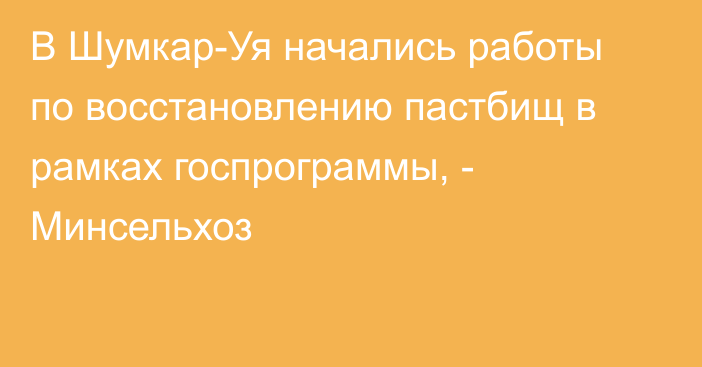 В Шумкар-Уя начались работы по восстановлению пастбищ в рамках госпрограммы, - Минсельхоз